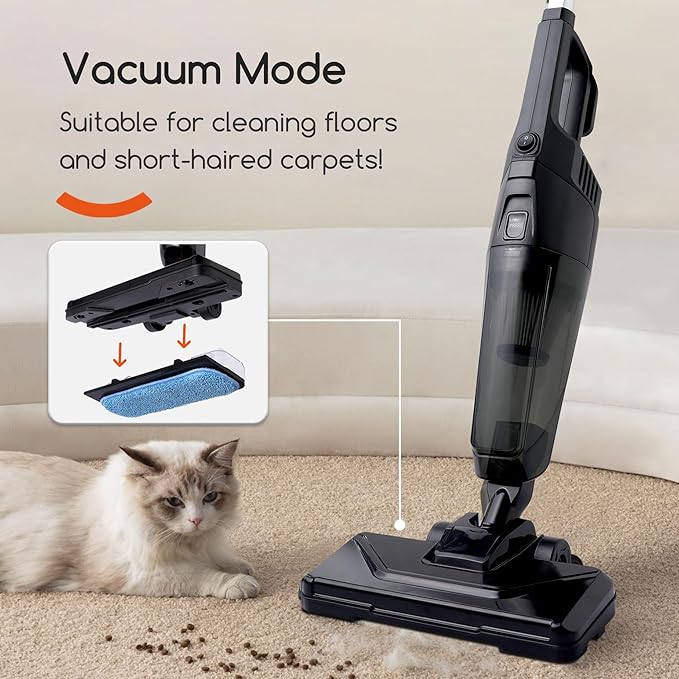 Lightweight Vacuum Cleaners for Home, Unique Vacuum and Mop Combo - 3 Dust Filters/Microfiber Pads, Corded Stick Vacuums & Electric Brooms - 600W 25Kpa Suction for Kitchen, Bedroom, Living Room