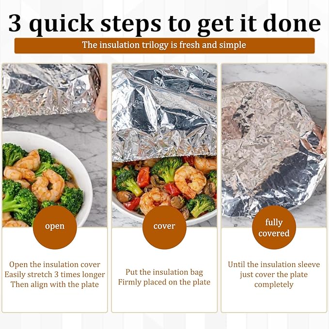 60 PCS Reusable Aluminum Foil Covers, Aluminum Foil Food Covers, Durable and Flexible for Various Container Sizes, Ideal for Food Storage and Freshness