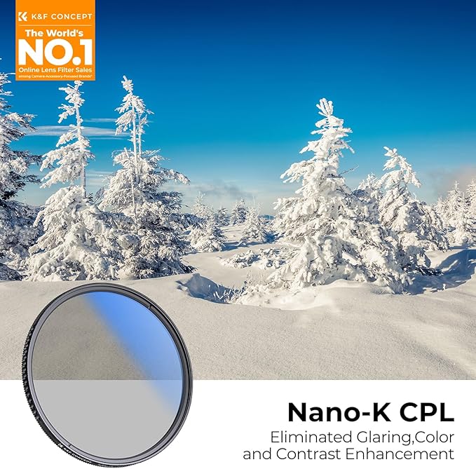 K&F CONCEPT 49mm Circular Polarizer Filter Ultra-Slim 18 Multi-Coated Optical Glass Circular Polarizing Filter for Camera Lenses with Cleaning Cloth (K Series)