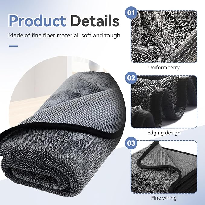 Shower Cleaning Cloth - 1pcs Super Absorbent Microfiber Bath Towels for Effortless Cleaning of Windows, Bathroom, Car & Home Toilet - Must-Have!(23.6x35.4in)