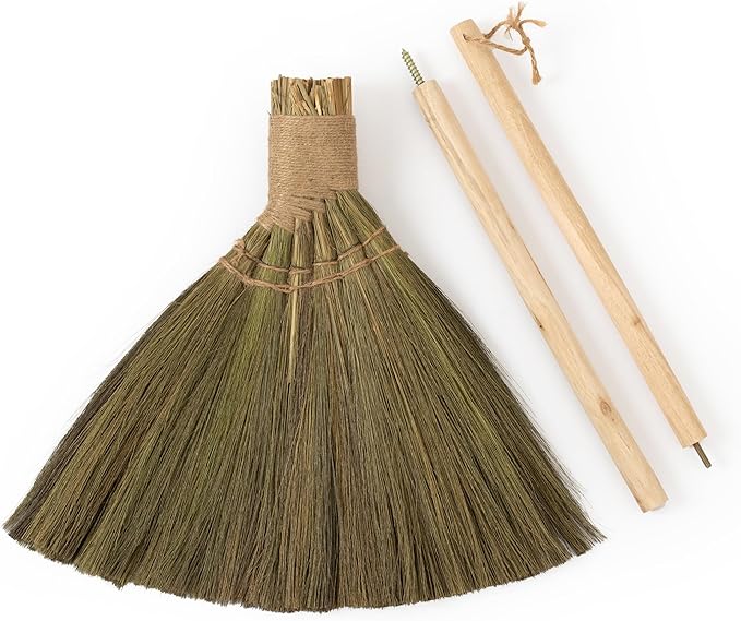 Handmade Whisk Sweeping Broom - Vietnamese Straw Soft Brooms - Large Long Broom with Wooden Handle - Brooms Decorative - 46.46 inch Length