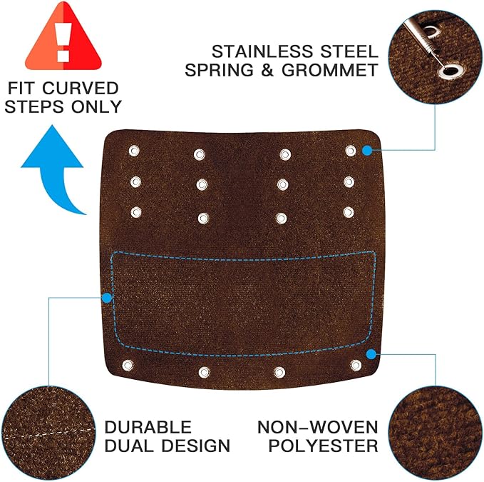 OKBA RV Step Rugs,22 Inch Camper Step Cover for 8-10" Depth RV Camper Radius Stairs- 3 Pack Brown Stair Rugs Cover