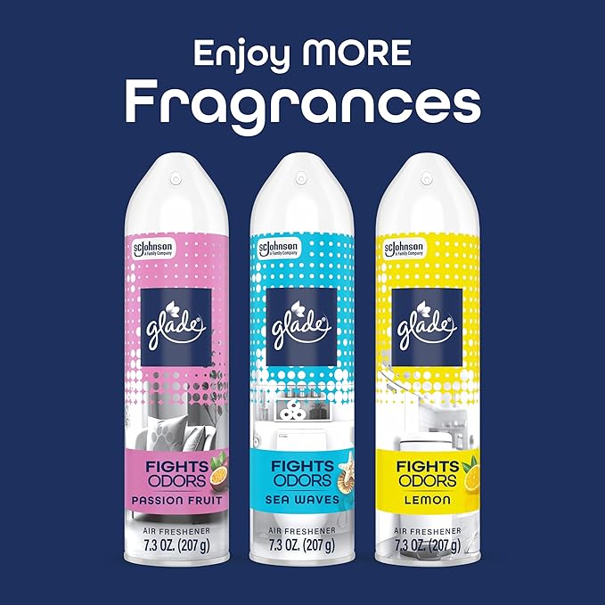 Glade Air Freshener Room Spray, Lemon, Odor Fighting to Deliver Long Lasting Freshness, 7.3 Oz, 6 Count