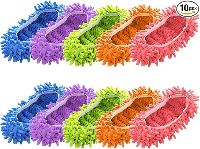 Cosywell 5 Pairs 10 PCS Mop Slippers for Floor Cleaning Supplies Microfiber Mopping Slippers Washable Reusable Mop Socks Mop Shoes Microfiber Foot Socks