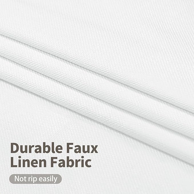 YoungsTex White Linen 100% Blackout Curtains for Bedroom 68 Inch Length, Thermal Insulated Drapes with Grommet Heat Blocking Darkening for Living Room, 2 Panels, 52 X 68 Inch
