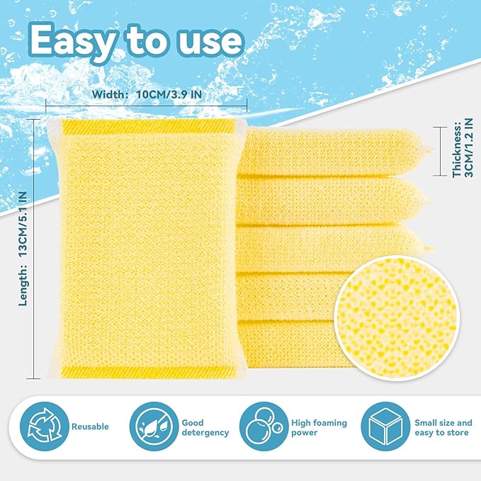 MAQIHAN Scrubbing Pad - 6PCS Scrubbing Sponges for Home and Kitchen Scouring Pads Multiple Purpose for Washing Kitchen Stove,Dish,Bowl,Pot,Sink,Bathtub,Cleaning Pad Scrubbing Pad Dish Sponge