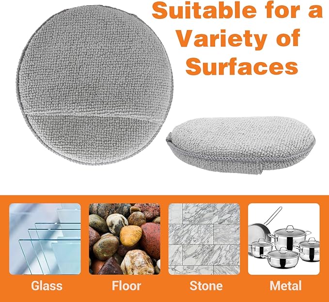 6Pcs Microfiber Applicator Pads for Cutting Board Oil, Reusable Wax Applicator Microfiber & Sponge Pads for Scratch-Free Cutting Board Maintenance & Versatile Home Polishing (5 Inch, Grey)