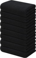 Kitinjoy 100% Cotton Waffle Weave Kitchen Hand Towels (13 x 28 Inches, Black), 8-Pack Super Soft and Absorbent Dish Towels for Drying Dishes