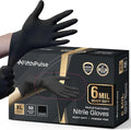 FifthPulse 6 Mil Black Nitrile Gloves, Heavy Duty Mechanic and Food Grade Glove - Powder-Free, Latex-Free Medical Exam Gloves