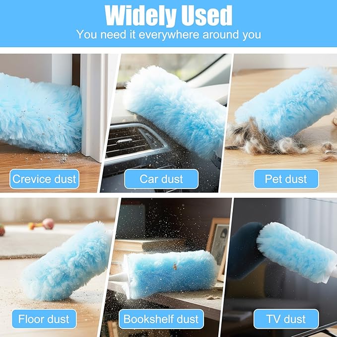 40 Count Duster Refills for Most Duster Handle, 360° Heavy Duty Duster Refills Disposable Microfiber Dusters with 2 Hands for Dusting Cleaning (Blue)