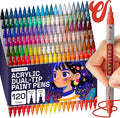 ARTISTRO 120 Acrylic Paint Markers - Paint Pens for Drawing, Brush + Fine Tips - For Fabric, Rock, Glass, Wood, DIY, Eggs - Art & Craft Supplies for Adults, Teens, Kids - Easter Basket Stuffers
