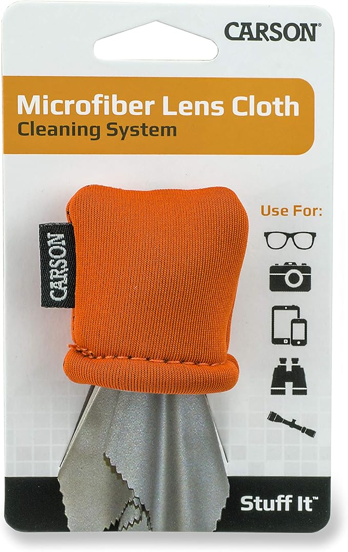 Carson Stuff-It Microfiber Lens Cloth Cleaning System for Eyeglasses, Smartphones, Tablets, Optics, Lenses, Cameras and More