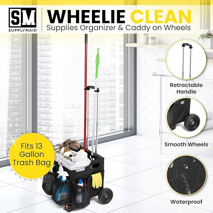 Wheelie Clean - Stair Climbing Cleaning Supplies Organizer & Caddy on Wheels