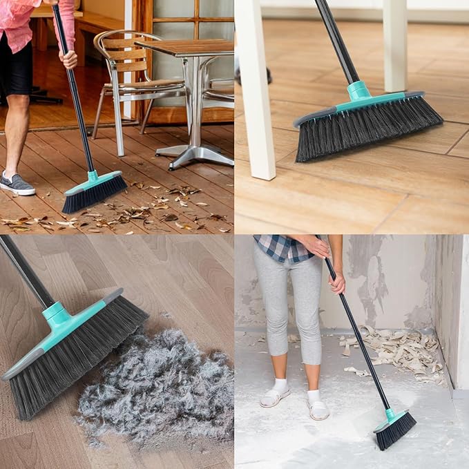 KeFanta Broom for Sweeping Indoor,55" Long Handle House Broom,Soft Bristle Angle Brooms for Floor Cleaning, Kitchen, Garage, Hardwood, Lobby,Patio and Garden