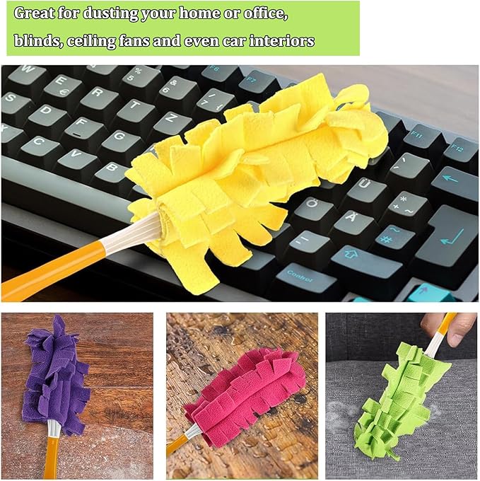 Reusable Duster Refill for Swiffer Duster,Washable Heavy Duty Duster Pads, 360 Cleaning Pads for Fan, Window, Furniture, Floor,7 Pack(Include 1 Handle)