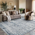 6x9 Washable Area Rug for Living Room, Modern Abstract Large Boho Rugs for Office, Dining Room, Kids Room, Farmhouse, Durable Low Pile Non Slip Carpet for High Traffic Areas, Blue Grey