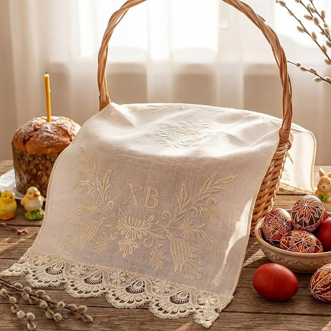Easter Orthodox Pascha Basket Cover Table Decoration Religious Gift 28" Traditional Easter Basket Towel Embroidered Ukrainian XB Cloth Communion Prosphora Greek Christian Altar