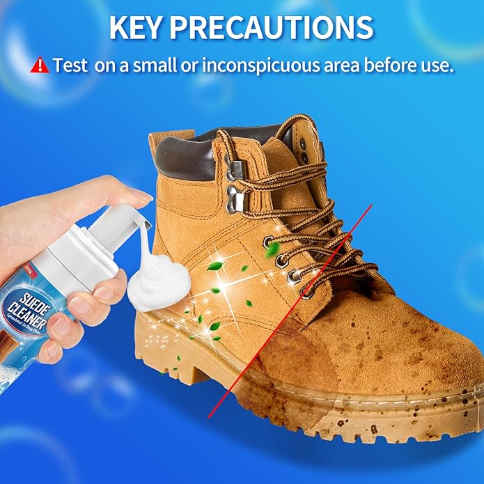 Suede Shoe Cleaner, 6.76 fl oz Suede and Nubuck Cleaning Kit with Brush & Towel, Removes Dirt & Stains for Shoes