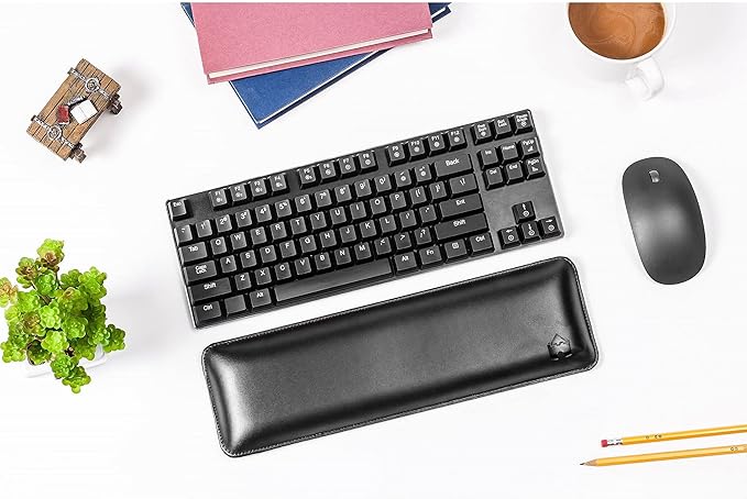 Bailey Tenkeyless by Castle - TKL Short Wrist Rest for Keyboards with around 87 Keys - Leather Ergonomic Computer Extra Firm Wrist Support - Typists, Gaming, & Heavy Office Use (Nightfall, Tenkeyless)