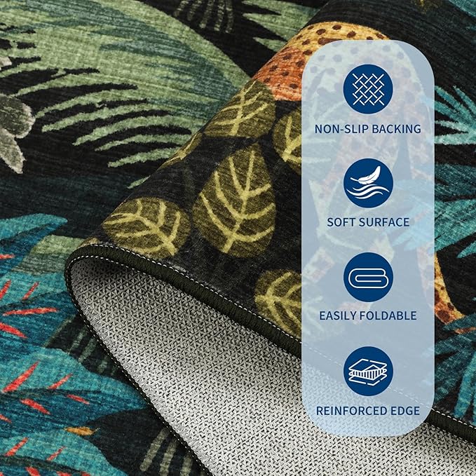 GarveeHome Area Rugs 8x10 for Living Room, Jungle Animal Large Washable Rug Soft Non Slip Backing Floor Mat Carpet Indoor Thin Accent Rug for Bedroom Dining Room Playroom Nursery Home Decor