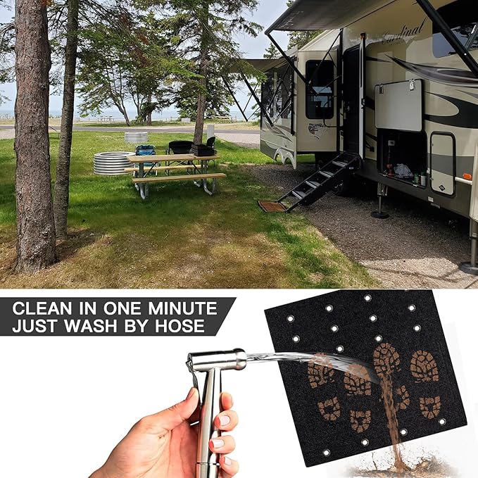 OKBA RV Step Covers,23" Wide Camper Step Cover for 8-11" Deep Stairs - 4 Pack Black RV Stair Covers to Keep Camper Clean