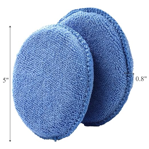 Fasmov 30 Pack Microfiber Applicator Pads Wax Applicator, Car Wax Applicator Pads Polish Microfiber Foam Sponge Microfiber Round Sponge Detailing Cleaning Pads for Cars, Blue