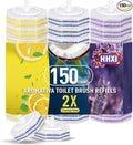 150Ct Aromative Toilet Brush Refills, Toilet Bowl Cleaner Refills, Double-Layer Cleaning Pads Added, Disposable Refill Heads for Toilet Bowl Cleaner Wands，Lemon, Blue Ocean, Lavender （Patented）