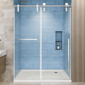 Frameless Sliding Shower Door, 44-48" W x 76" H Shower Glass Door, 5/16"(8mm) Tempered Glass Shower Doors for Walk in Shower with Explosion-Proof Film, Stainless Steel Hardware, Chrome