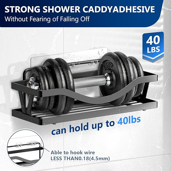 4 Pack Shower Shelf Adhesive Replacement, No Drilling Transparent Adhesive Hooks Stickers, Strong Wall Hook Strip for Shower Caddy Basket and Bathroom Shelf, Kitchen Racks (3 Hooks)