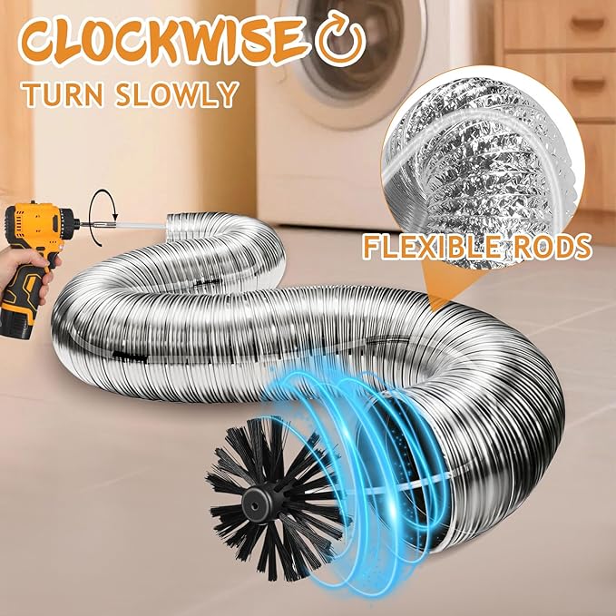 20 Feet Chimney Sweep Brush Kit - 15 Flexible Extendable Rods with Two Sizes Brush Heads for Efficient Fireplace and Stove Maintenance (4/6in)
