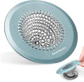 TRAPMATE Reversible Bathtub Drain Protector Hair Catcher/Easy Clean & Fast Drainage Drain Cover for Regular & Pop-up Drain (Teal)