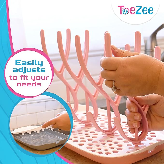 Baby Bottle Drying Rack Space Saving Countertop Baby Bottle Holder, Drying Rack for Baby Bottles Accessories - Stores Up to 12 Bottles, Dishwasher Safe (Gray)