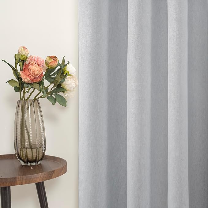 YoungsTex 78 Inches Long Linen 100% Blackout Curtains for Bedroom, Thermal Insulated Drapes with Grommet Privacy for Officen Living Room Window, Light Grey, 2 Panels, 52 X 78 Inch