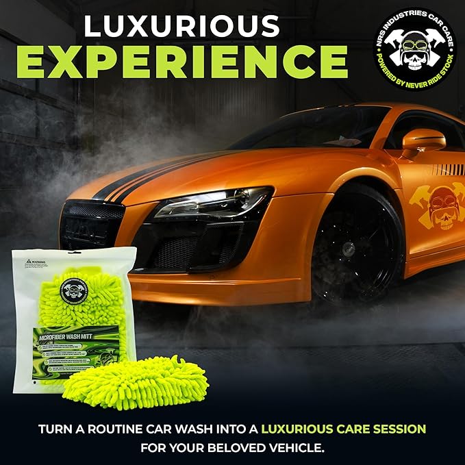 4 Pack Microfiber Car Wash Mitt | Ultra-Soft Chenille | Car Wash Detailing | Dual Sided Sponge Glove | Scratch-Free | Auto Care Brush Mitt | Great for Cars, Trucks, Motorcycles & More