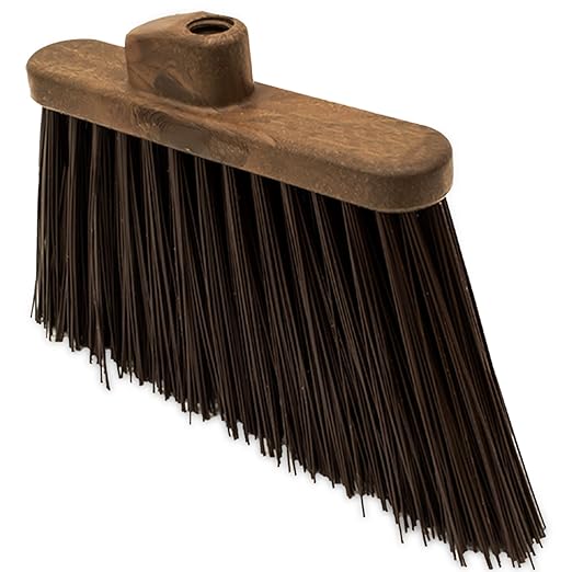 SPARTA Plastic Broom Head, Angled, Un-Flagged for Large Debris Indoor, Outdoor, Home, Restaurant, Lobby, Office, 12 Inches, Brown