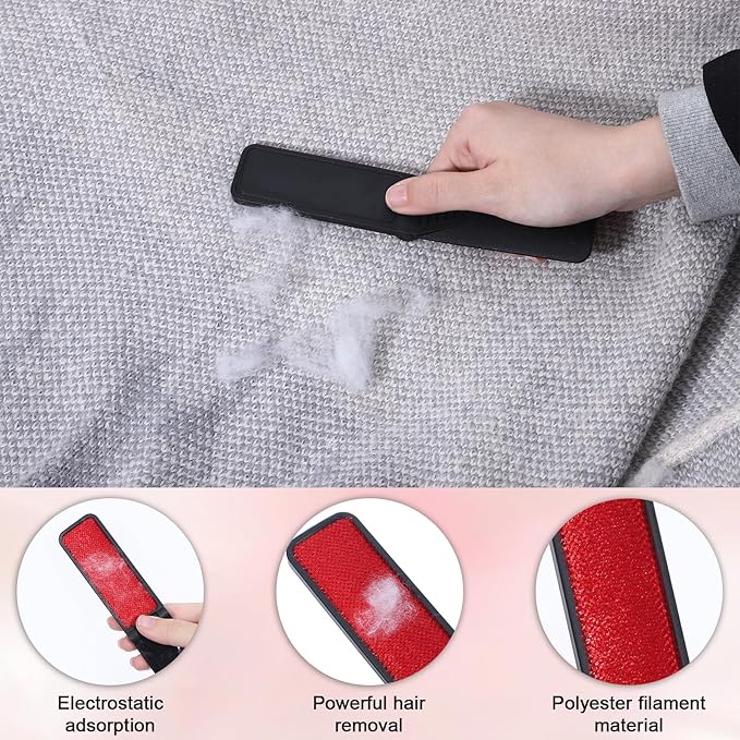 6 Pack Foldable Lint Brush Pet Hair Remover Portable Mini Clothes Brush Reusable Carpet Coat Lint Cleaning Brushes for Cat Dog Fur Pet Fluff Sofa Couch Fabric Furniture Clean Tool Travel