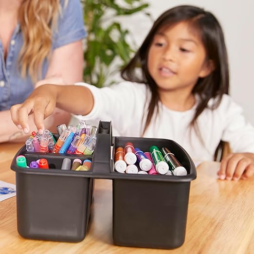 ECR4Kids 3-Compartment Storage Caddy, Storage Organizer, Black, 6-Pack