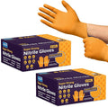 Inspire Heavy Duty Orange Nitrile Gloves | ULTRA 8 Mil Diamond Textured Grip | Industrial Mechanic Disposable Cleaning Gloves