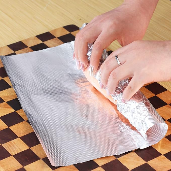 Aluminum Foil Sheets, Pre-Cut Foil Sheets, for Home Restaurant Food Processing, High-Temperature Resistant Non-Stick Type, Pop Up Single Sheets, 200 Sheets (12 in 500 Sheet)