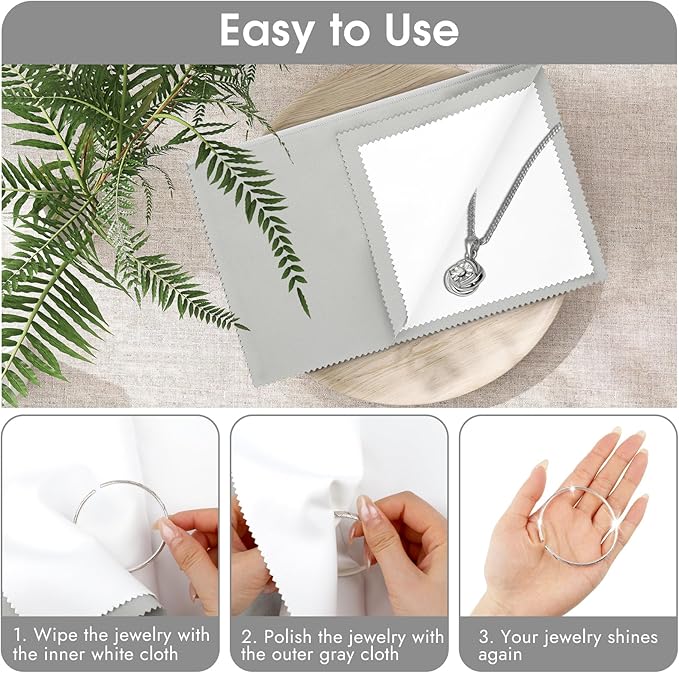 3 Pcs Silver Polishing Cloth, Large 10" X 12.5" Jewelry Cleaner Cloth, Soft Jewelry Polishing Cloth, Four-Layer Double-Sided Silver Cleaning Cloth for Gold, Silver, Diamond, Platinum Jewelry