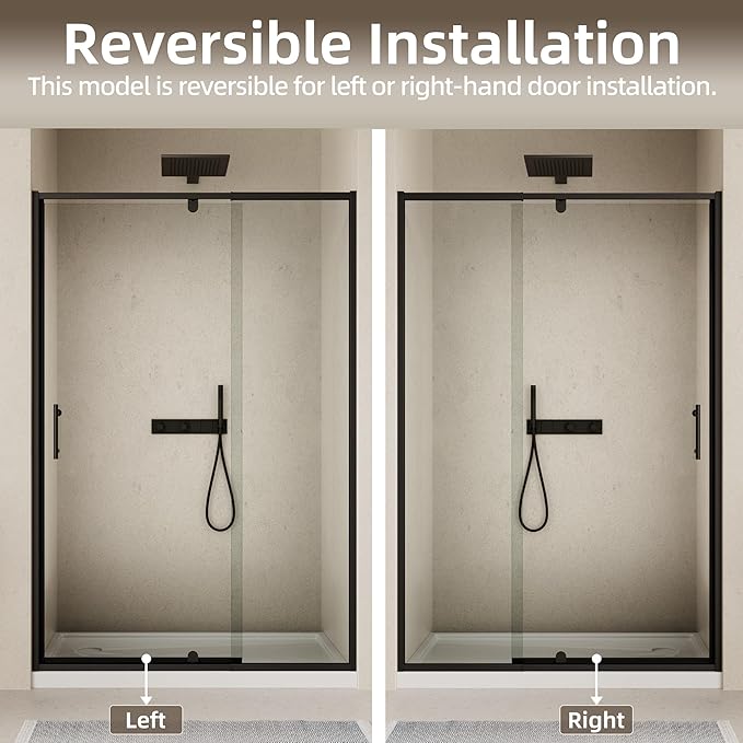 Pivot Shower Door,38-42" W x 71" H Semi-Frameless Swing Glass Shower Door with 1/4"(6mm) Clear SGCC Tempered Glass,Magnetic Closing,Matte Black