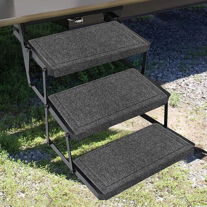 OKBA RV Step Covers,23" Wide Camper Step Cover for 8-11" Deep Stairs - 4 Pack Gray RV Stair Covers to Keep Camper Clean