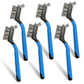 Mini Wire Brush Set 6Pcs - Stainless Steel Wire with Curved Handle Grip for Rust, Dirt & Paint Scrubbing with Deep Cleaning