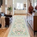 2x6 Floral Runner Rug, Washable Runners for Hallways, Green Vintage Boho Kitchen Rugs, Non Slip Hallway Runner Carpet for Indoor Hallway, Kitchen, Laundry Room and Bathroom