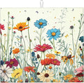 Butterfly Flowers Dish Drying Mat 16x18 Inch, Microfiber Absorbent Fast Dry Mat Daisy Floral Large Dish Mat Drying Kitchen Mat, Kitchen Drying Pad for Kitchen Counter Coffee Bar Decor Gifts