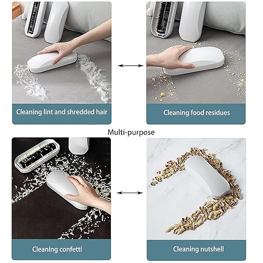 (2 PCS) Reusable Handheld Crumb Sweeper, Nutshell Soft Bristles Debris Collector for Table, Mat, Bed Sheets, Sofas, Clothes Cleaning Brush
