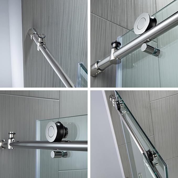 WOODBRIDGE MBSDC6062-C Frameless Sliding Glass Tub Door | 56"-60"W x 62"H | Chrome Finish