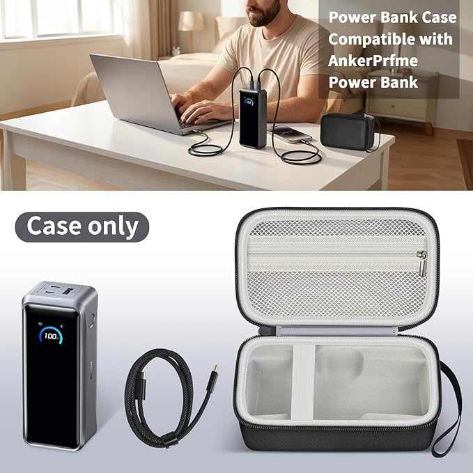 Power Bank Case Compatible with Anker Prime 26,250 Power Banks, Customized Storage Organizer for 26K,300W Power Bank and 100W Charging Base, Cable for Business Travel & Outdoor Use (Box Only)