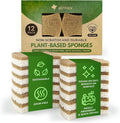 Natural Kitchen Sponges (12 Pack) - Biodegradable Cellulose & Coconut Scrubber Dish Sponge for Kitchen - Eco-Friendly, Non Scratch, Compostable, Non Toxic Natural Sponges for Dishes