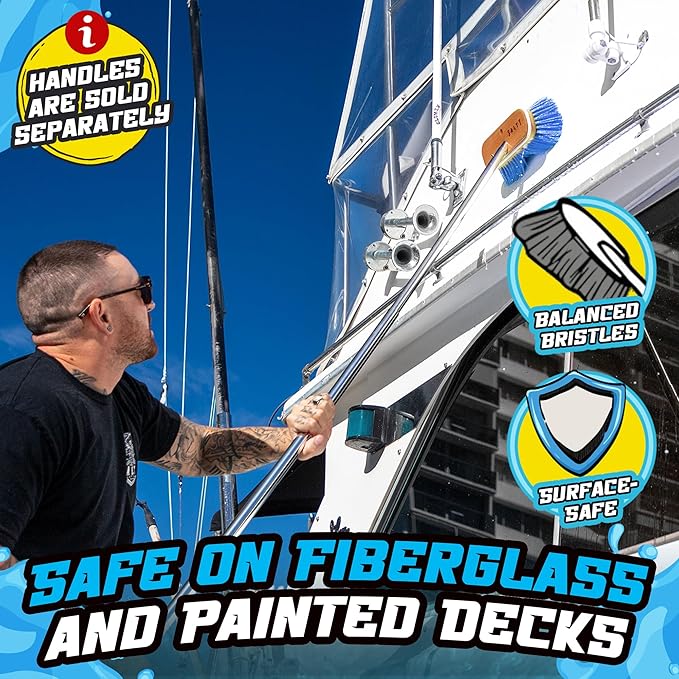 Salty Captain Medium Bristle Boat Deck Brush – Versatile Cleaning for Non-Skid, Fiberglass & Painted Surfaces – Durable Marine-Grade Design